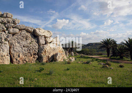 Antichi templi megalitici di Ggantija, Gozo, Malta - UNESCO di cui al sito archeologico Foto Stock