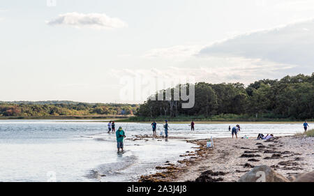 Persone di pesca a Gerard Drive Park in East Hampton, NY Foto Stock