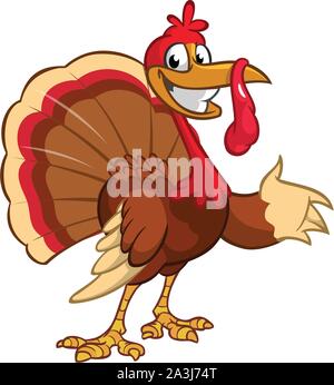 Cartoon turchia presentando. Carattere di vettore isolato su sfondo bianco Illustrazione Vettoriale