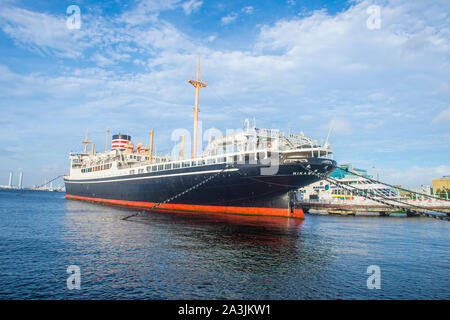 Hikawa Maru nave nella baia di Yokohama in Giappone Foto Stock