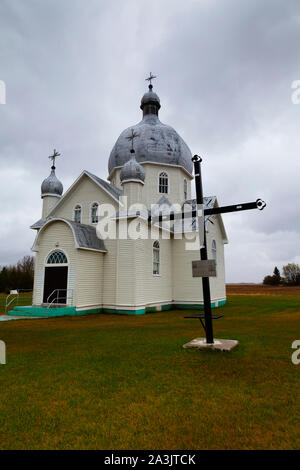 Pryma chiesa San Giovanni Battista Chiesa Greco-cattolica ucraina in granello di fuliggine, SK, Canada Foto Stock