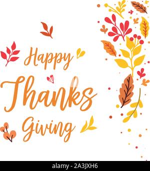 Modello di scheda di invito di ringraziamento, con fregio di foglie di autunno telaio. Vettore Illustrazione Vettoriale