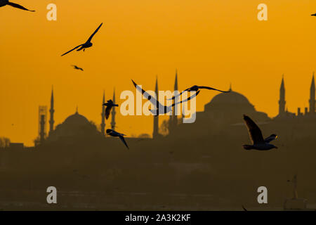 La città di Istanbul al tramonto Foto Stock