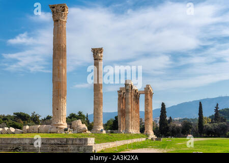 Tempio di Zeus Olimpio ad Atene, in Grecia. Foto Stock