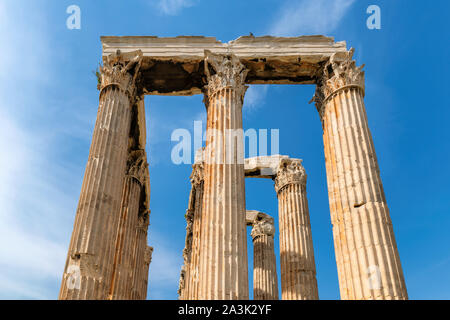 Tempio di Zeus Olimpio ad Atene, in Grecia. Foto Stock