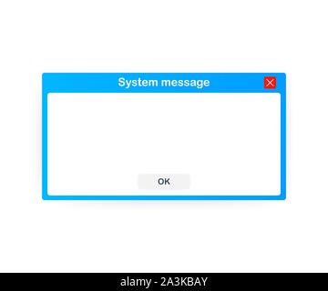 Vecchia scuola sistema operativo modello di messaggio. Computer classico elemento di interfaccia utente con pulsanti OK. Vettore illustrazione stock. Illustrazione Vettoriale
