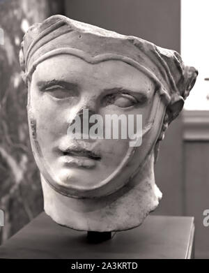 Helmeted ritratto di Seleucos - ho Seleucus Nicator NicatorI (Vanquisher), re di Siria da 305 a 281 BC, compagno di Alessandro il Grande e il fondatore della Dinastia Seleucide II secolo D.C. (dopo un originale greco in bronzo intorno al 280 A.C.) marmo H. 24 cm. Greco, Grecia, Foto Stock