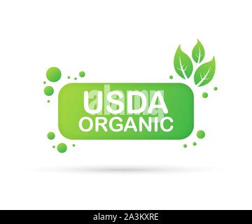 USDA Organic emblemi, badge adesivo, logo, icone. Vettore illustrazione stock. Illustrazione Vettoriale