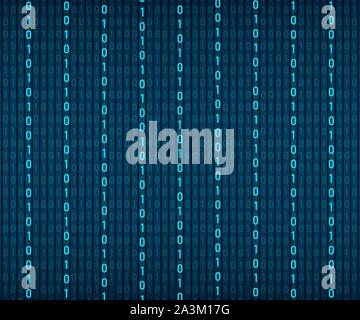 Sfondo in una matrice di stile. La caduta di numeri casuali. Il blu è il colore dominante. Illustrazione Vettoriale. Illustrazione Vettoriale