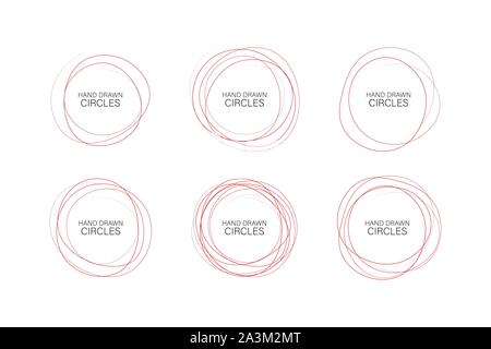 Impostare disegnati a mano ovali, pennarello cerchi. Vettore irregolare di elementi di telaio. Illustrazione Vettoriale. Illustrazione Vettoriale