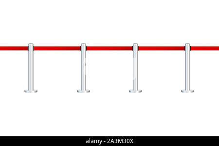 Tappeto rosso con cordoni rossi su supporti dorati. Evento esclusivo, prima del film, gala, cerimonia, concetto di premiazione. Illustrazione vettoriale stock. Illustrazione Vettoriale