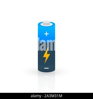 Batterie alcaline stile realistico set di diverse dimensioni. Illustrazione vettoriale stock. Illustrazione Vettoriale