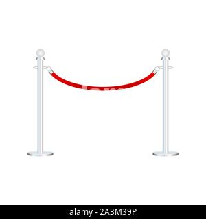 Tappeto rosso con cordoni rossi su supporti dorati. Evento esclusivo, prima del film, gala, cerimonia, concetto di premiazione. Illustrazione vettoriale stock. Illustrazione Vettoriale