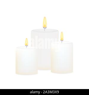 La masterizzazione di candele set. Aromatici round decorativo candela cilindrica bastoni. Vettore illustrtaion stock. Illustrazione Vettoriale