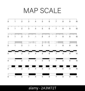 Mappa grafica di scale per la misurazione di distanze. Vettore illustrazione stock. Illustrazione Vettoriale