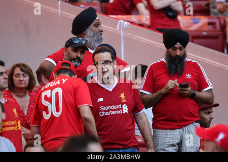 MADRID, Spagna - 01 giugno 2019: tifosi del Liverpool nella foto durante la finale di 2019/20 finale di UEFA Champions League. Foto Stock