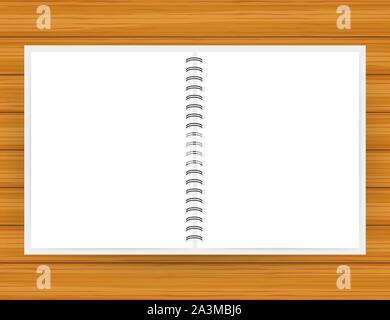 Mockup di notebook, con spazio per l'immagine, il testo o i dettagli dell'identità aziendale. Oscurare in bianco con ombra su. Illustrazione di stock vettoriale. Illustrazione Vettoriale