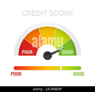 Scala del punteggio di credito che mostra un buon valore. Illustrazione di stock vettoriale. Illustrazione Vettoriale