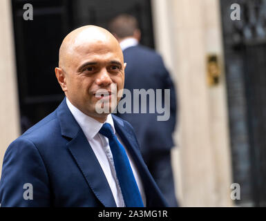 Londra REGNO UNITO 9 ott. 2019 Riunioni a Downing Street, Sajid Javid MP PC il Cancelliere dello Scacchiere lascia Downing Street, Credito Ian DavidsonAlamy Live News Foto Stock