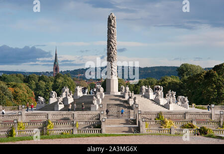 Parco delle Sculture di Vigeland (Frogner Park), la grande area verde a Oslo, Norvegia. Foto Stock