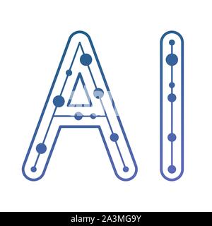 Lettere maiuscole di AI - Intelligenza Artificiale logo Illustrazione Vettoriale