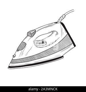 Disegna il ferro su uno sfondo bianco. Illustrazione Vettoriale nel disegno stile. Illustrazione Vettoriale