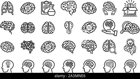 Il cervello umano icon set. Illustrazione di cervelli umani icona set vettore isolato su sfondo bianco Illustrazione Vettoriale