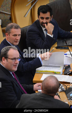 Edinburgh, Regno Unito. Il 9 ottobre 2019. Nella foto: (alto-basso) Humza Yousaf MSP - Armadio Segretario alla giustizia; Michael Matheson MSP - Armadio Segretario per i trasporti, le infrastrutture e la connettività; Paolo timoneria MSP - il ministro dell'energia; Graeme giorno MSP. Credito: Colin Fisher/Alamy Live News Foto Stock