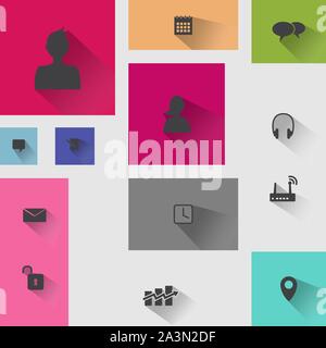 Set di icone web in moderno design piatto. Gli elementi Web icone vettoriali immagine design Illustrazione Vettoriale