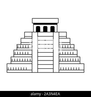 Mondo iconico monumenti, piramide Maya icona Illustrazione Vettoriale