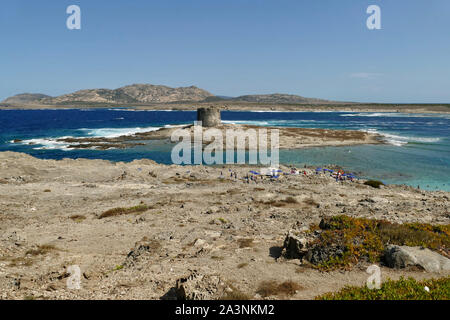 Spiaggia mediterranea nella spiaggia de La Pelosa, Stintino, Sardegna, Italia Foto Stock