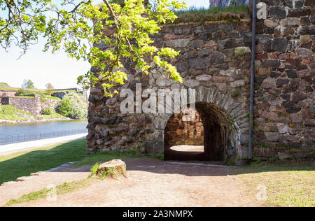 In Tunnel di parete della Wrede bastione della Fortezza di Suomenlinna (o Sveaborg), Helsinki, Finlandia Foto Stock