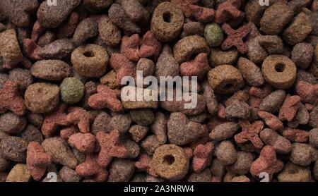 Asciugate pet food texture di sfondo. Foto Stock