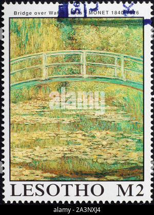 Bridge over water lillies da Monet sul francobollo Foto Stock