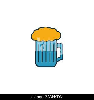 Icona di birra. Contorno riempito elemet creativi da bar e ristorante raccolta di icone. La birra Premium icona per ui, ux, applicazioni software e infographics Illustrazione Vettoriale