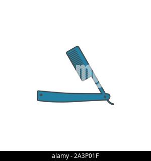 Il pettine rasoio icona. Contorno riempito elemet creativa dal barbiere raccolta di icone. Premio pettine rasoio icona per ui, ux, applicazioni software e infographics Illustrazione Vettoriale