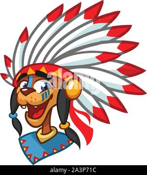 Cartoon native american indian carattere. Illustrazione clipart Illustrazione Vettoriale