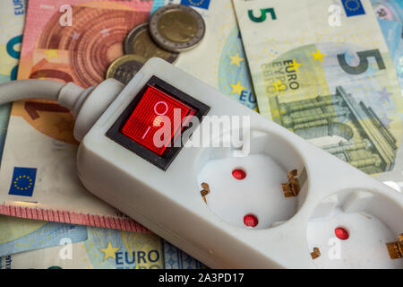 I prezzi dell'elettricità con Euro Foto Stock