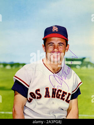 Ritratto a colori del 1961 American League team di espansione di Los Angeles Angeli giocatore di baseball Albie Pearson. Foto Stock