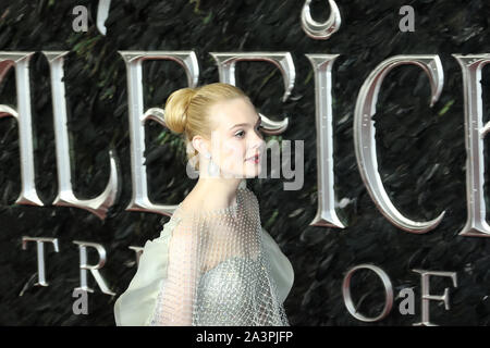 Elle Fanning, Maleficent: padrona del male - Premiere europeo, BFI IMAX Waterloo, Londra, UK, 09 ottobre 2019, Foto di Richard Goldschmidt Foto Stock