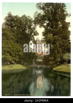 St. John's College, cappella dal fiume, Cambridge, Inghilterra stampa n. 10075. Foto Stock