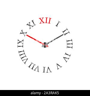 Orologio con numeri romani sul quadrante. Illustrazione Vettoriale. Illustrazione Vettoriale