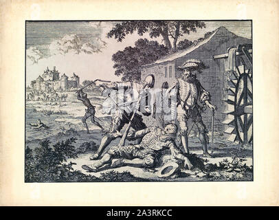 Incisione dipicts gli eventi degli ottanta anni di guerra o di guerra olandese di indipendenza (1568-1648), una rivolta dei diciassette province di quello che sono oggi Foto Stock