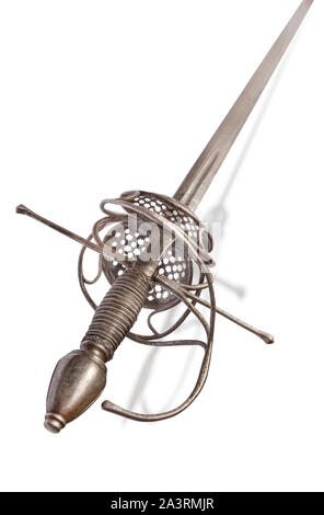 Battaglia francese spada (rapier) dal tempo della Regina Margot e il francese guerre di religione (1562-98). Epee con piena elsa. La Francia del XVI secolo. Foto Stock