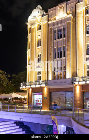 PLOVDIV, Bulgaria - 25 agosto 2019: notte foto centrale strada pedonale in città di Plovdiv, Bulgaria Foto Stock