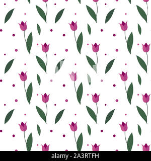 I tulipani seamless pattern. sfondo semplice. Moderno design floreale per tessuto, carta da imballaggio, sfondo. Foto Stock