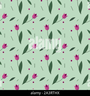 I tulipani seamless pattern. sfondo semplice. Moderno design floreale per tessuto, carta da imballaggio, sfondo. Foto Stock