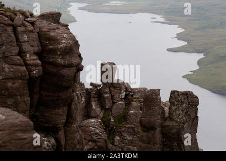 Vertice rocciose di Stac Pollaidh, Wester Ross Foto Stock