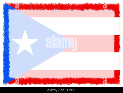 Confine fatta con Puerto Rico bandiera nazionale. Tratto di pennello telaio. Elementi di modello per il certificato e il diploma. Orientamento orizzontale. Foto Stock