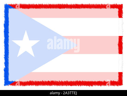 Confine fatta con Puerto Rico bandiera nazionale. Tratto di pennello telaio. Elementi di modello per il certificato e il diploma. Orientamento orizzontale. Foto Stock